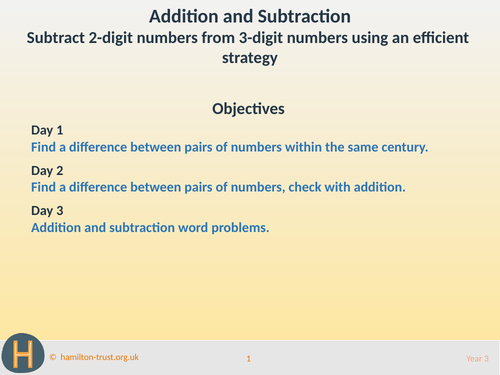 Strategies to subtract from nos >100 - Teaching Presentation - Year 3