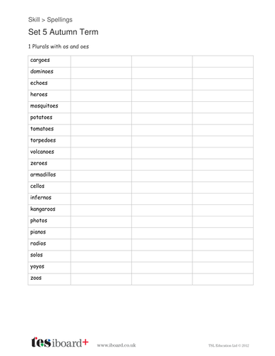 spelling year 5 autumn term worksheet ks2 teaching resources