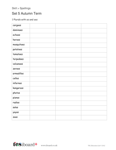 Spelling Year 5 Autumn Term Worksheet - KS2