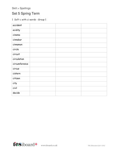 Spelling Year 5 Spring Term Worksheet - KS2