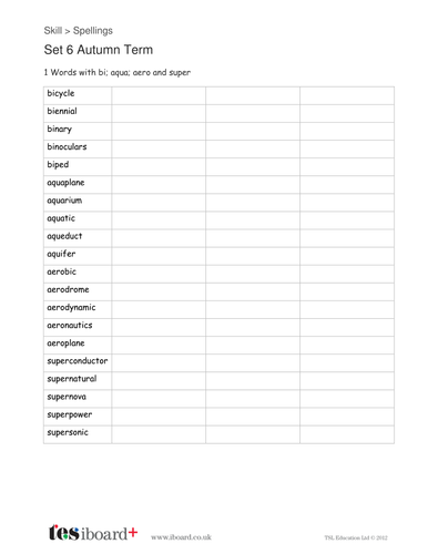 Spelling Year 6 Autumn Term Worksheet - KS2