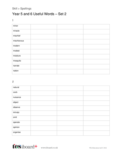 Spelling Year 5 and 6 Useful Words (Set 2) Worksheet - KS2