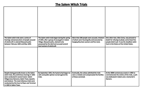 The Salem Witch Trials Comic Strip and Storyboard