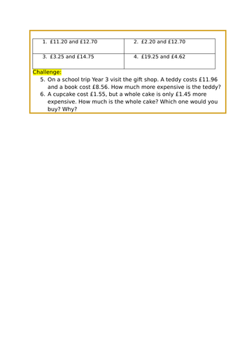 Year 3 - Maths - Money (Unit of Work)