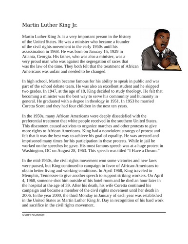 biography martin luther king short