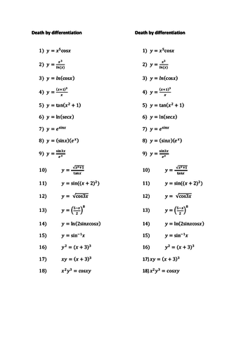 Differentiation - all year 13 skills