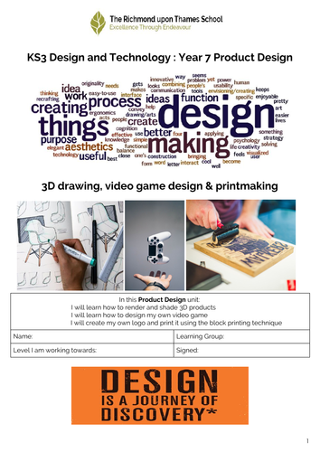Product Design Booklet Entire Term DT Design Technology Quick Print Unit