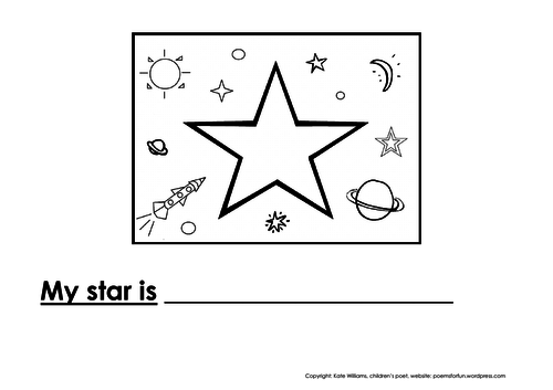 Star - simple writing + colouring sheet