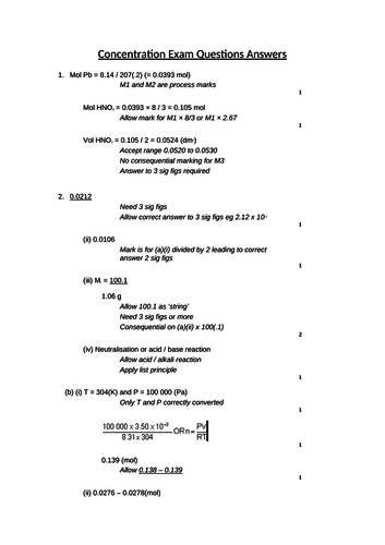 Amount of substance a level chemistry equations picture