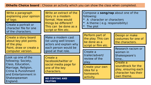 OTHELLO PLOT COMIC STRIP