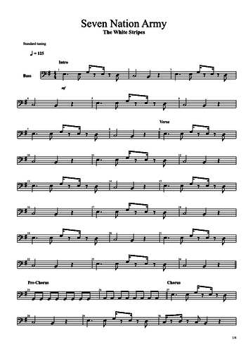 Seven Nation Army Piano Sheet Music