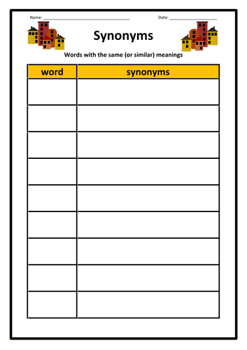 Synonyms - Worksheet & Posters