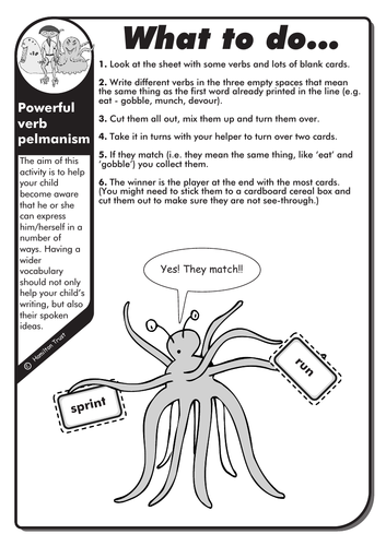 Powerful verbs ks2 worksheet image