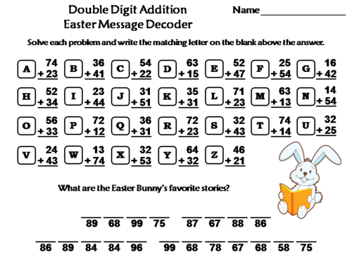 Double Digit Addition Without Regrouping Easter Math Activity