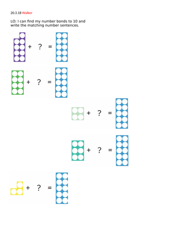 Number bonds using numicon Year 1