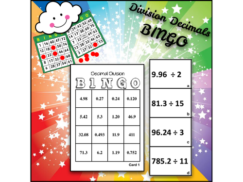 Math BINGO: Division OF Decimals