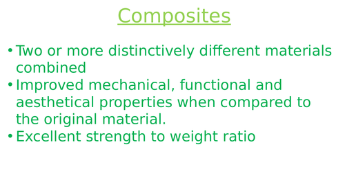 AQA A- Level New Spec -1.2 Performance characteristics of materials - COMPOSITES