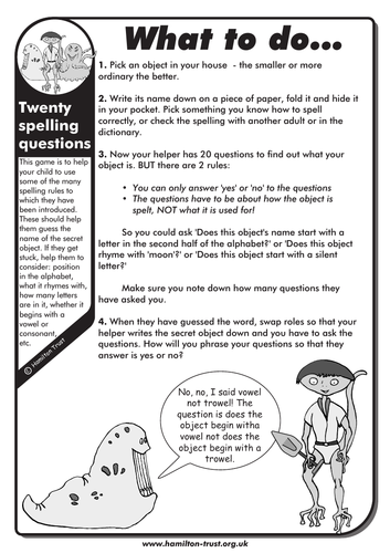 Twenty spelling questions - English Homework - LKS2