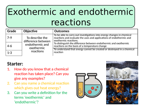 NEW AQA GCSE  (2016) Chemistry - Endothermic and Exothermic Reactions