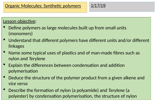 IGCSE Chemistry - Unit 16: Organic Molecules