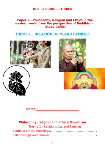 OCR RS GCSE - Paper 2: Relationships and Families - Buddhism - Revision Guide