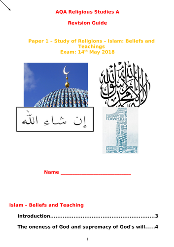 Islam Quotes Gcse Rs Aqa Gcse Re Rs Islam Beliefs L5 8 Teaching