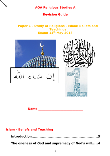 REVISION GUIDE - AQA A - GCSE RS - Islam Beliefs and Teachings