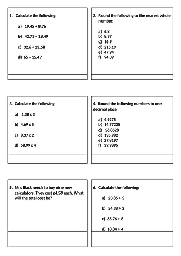 Decimals Relay Race