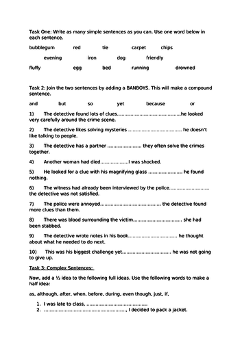 Sentences Worksheet 