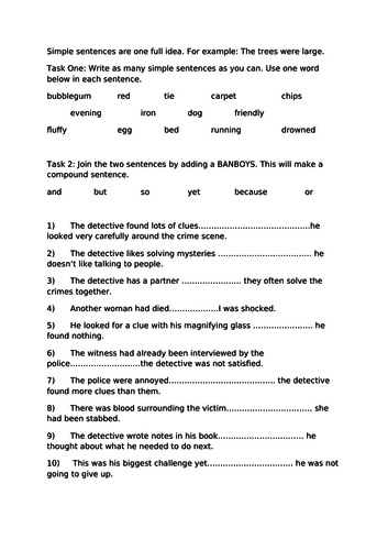 Sentences Worksheet | Teaching Resources