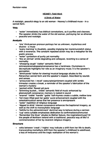 A* Analysis of Seamus Heaney's Field Work