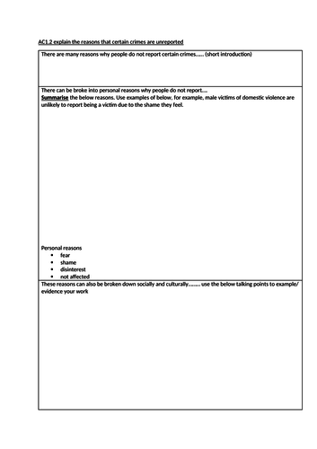 Criminology TASK 1 AC1.2 support sheet