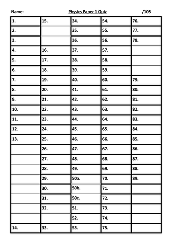AQA Physics Paper 1 Factual Revision