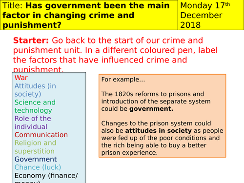 Review of the factors affecting Crime and Punishment