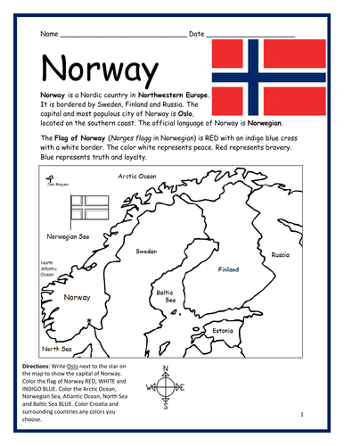 NORWAY - Introductory Geography Worksheet