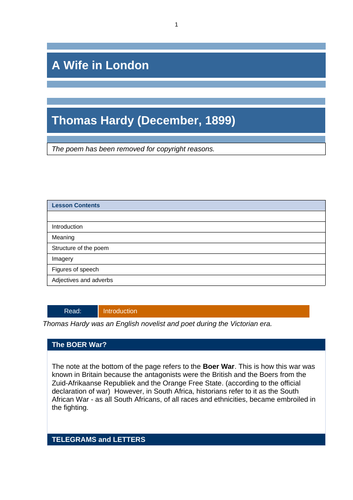 A Wife in London Lesson with worksheet