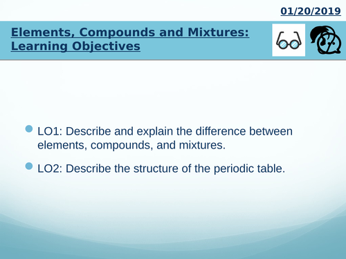KS3/KS4 Year 8 Science Chemistry Elements Compounds and Mixtures Full Lesson