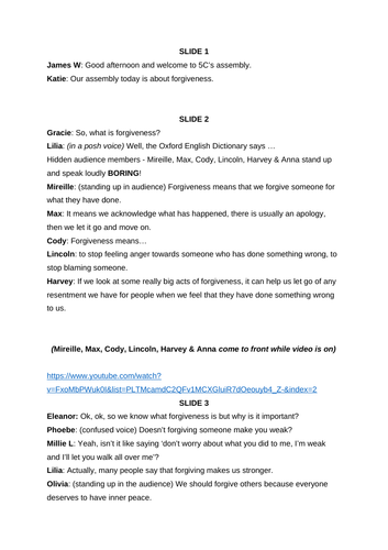 Forgiveness Assembly Script and slides