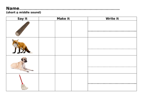 Phase 2 Phonics Middle Sound Activity