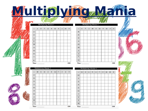 Multiplication grid/table. Multiplication Mania game for morning work or maths starter (3.3)