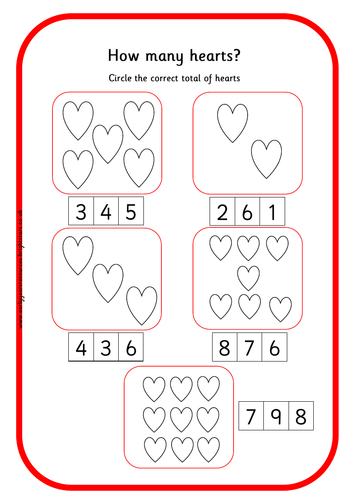 Valentines Day themed counting
