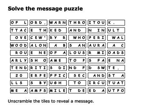 Solve the message puzzle from Laura Secord