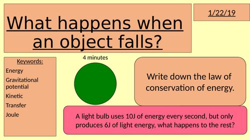 What happens when an object falls? (gravitational energy)