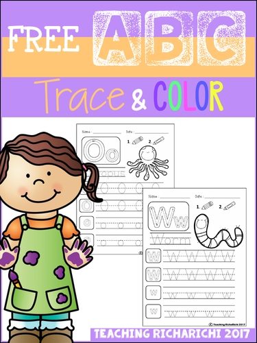 FREE Alphabet Trace and Color