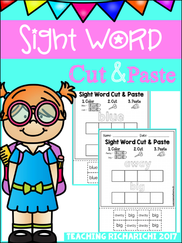 Sight Word Cut and Paste Worksheets (Pre-Primer)