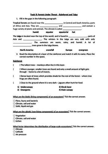 Edexcel Geography GCSE Revision Sheet Paper 3 - Topic 8