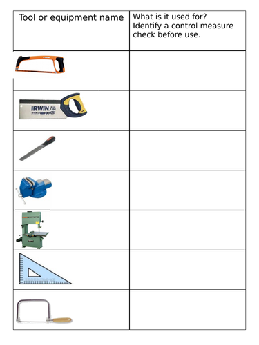 KS3 Workshop tools and equipment
