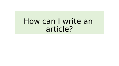 Writing an article