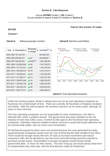 AQA Style Economics A level Paper 1 with mark scheme