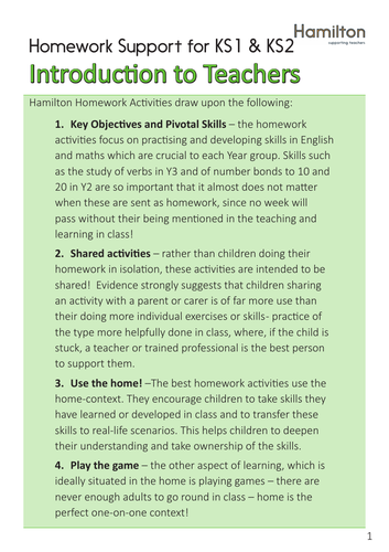 Homework Support - Key Stage 1